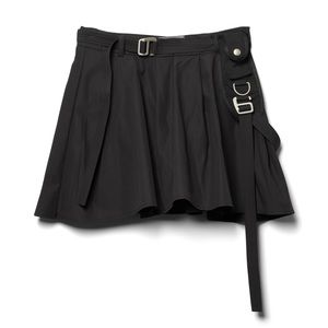 Private Policy New York PLEATED MINI SKIRT WITH HARNESS STRAP - BLACK size S/P